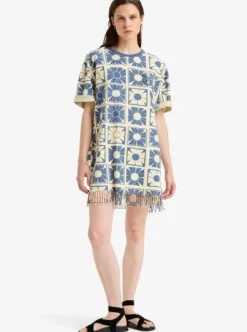 Flore - Robe manches courtes en maille pour Femme
